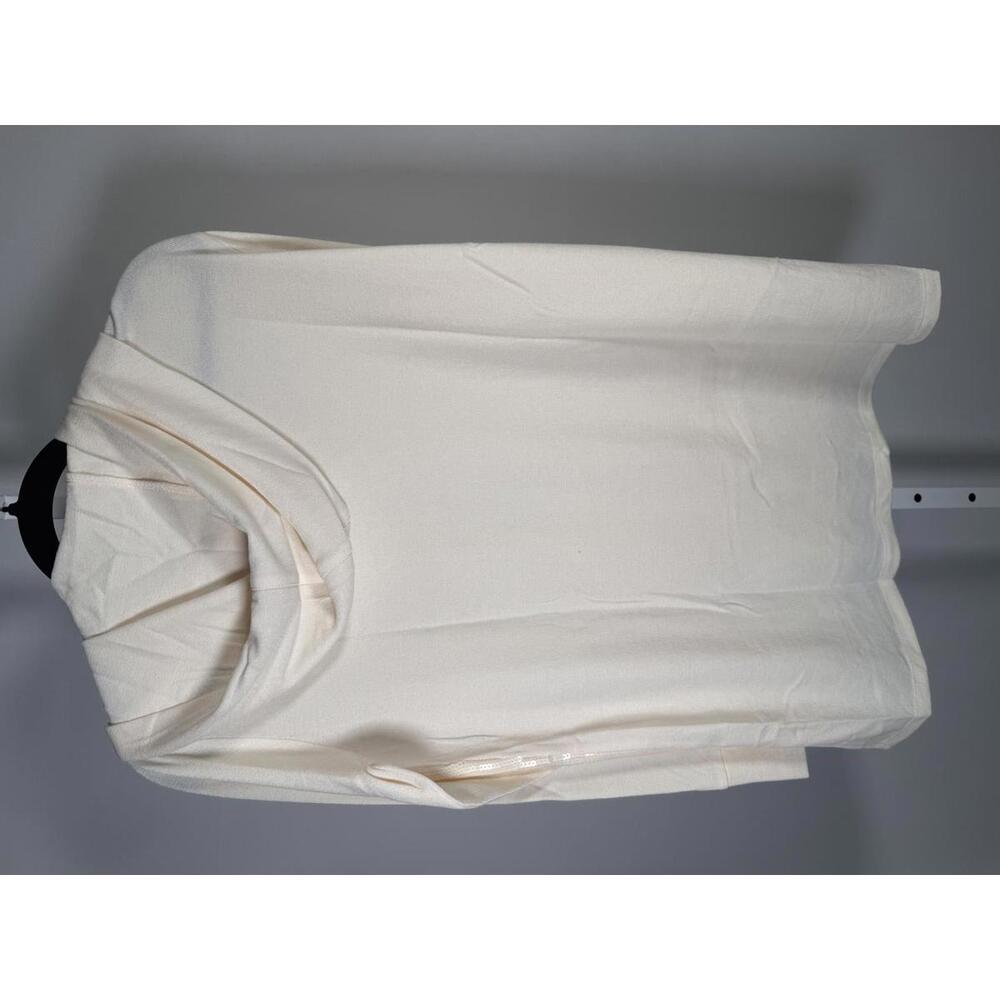 Colleen Lopez Women's Mixed Media Sequin Front Hoodie Cream Size Small - Picture 3 of 6